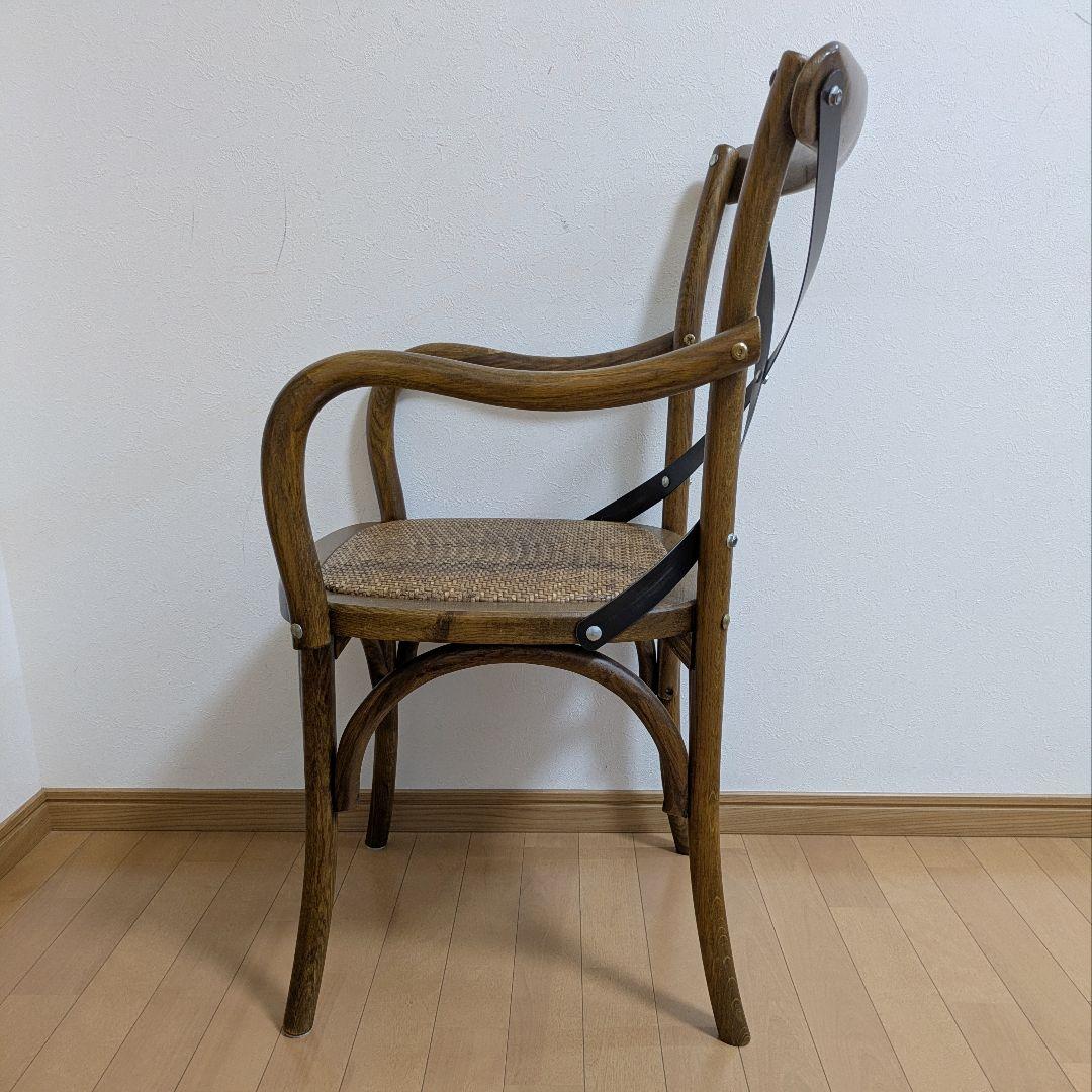 クロスバック ダイニングチェア アームチェア 椅子ダークブラウン籐 関家具③