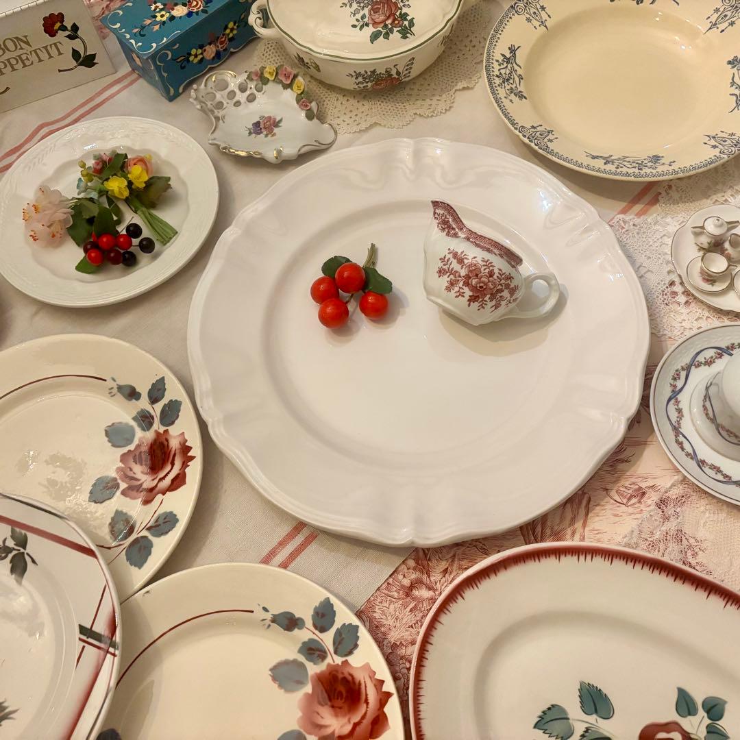 お値下げ♡美品˚✧₊フランスアンティーク˚✧ サルグミンヌの花リムꕤ︎︎大皿❁⃘˚✧⁎