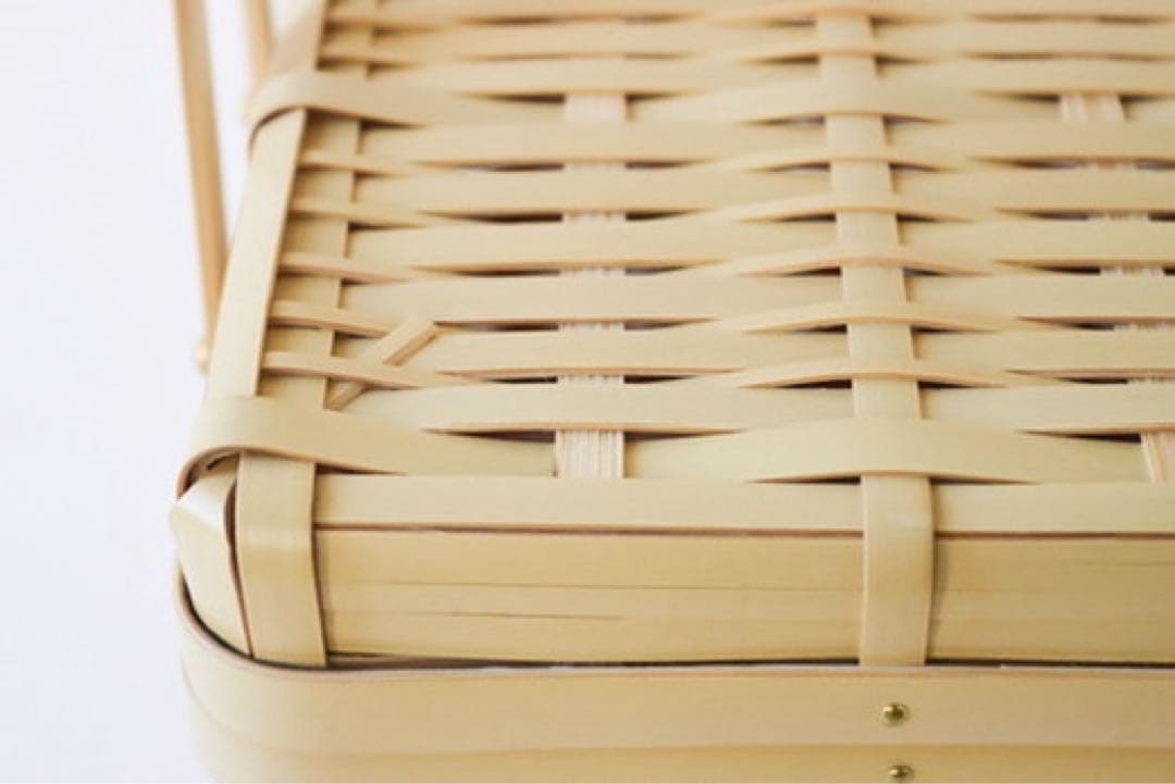 松田由紀 角物 蓋付き 竹かご 竹籠　バスケット
