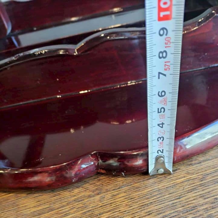 貝細工装飾の木製テーブル　御膳　螺鈿　使用感有