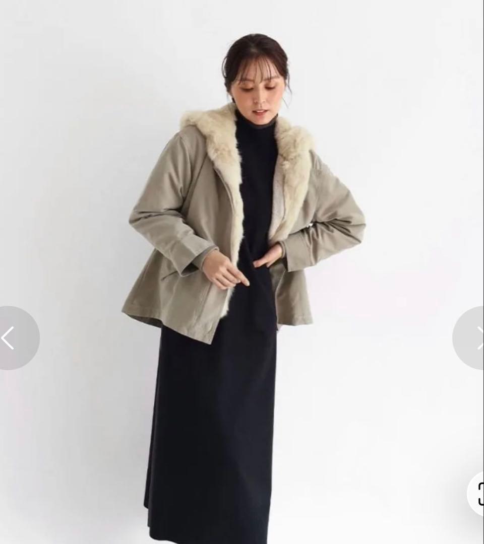 MEDOC ラビットファー フード付きコート