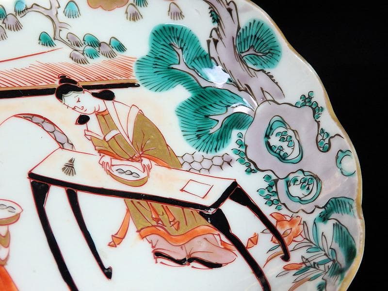 古伊万里　金襴手　唐人美人図　膾皿　５客　615AS-AEy