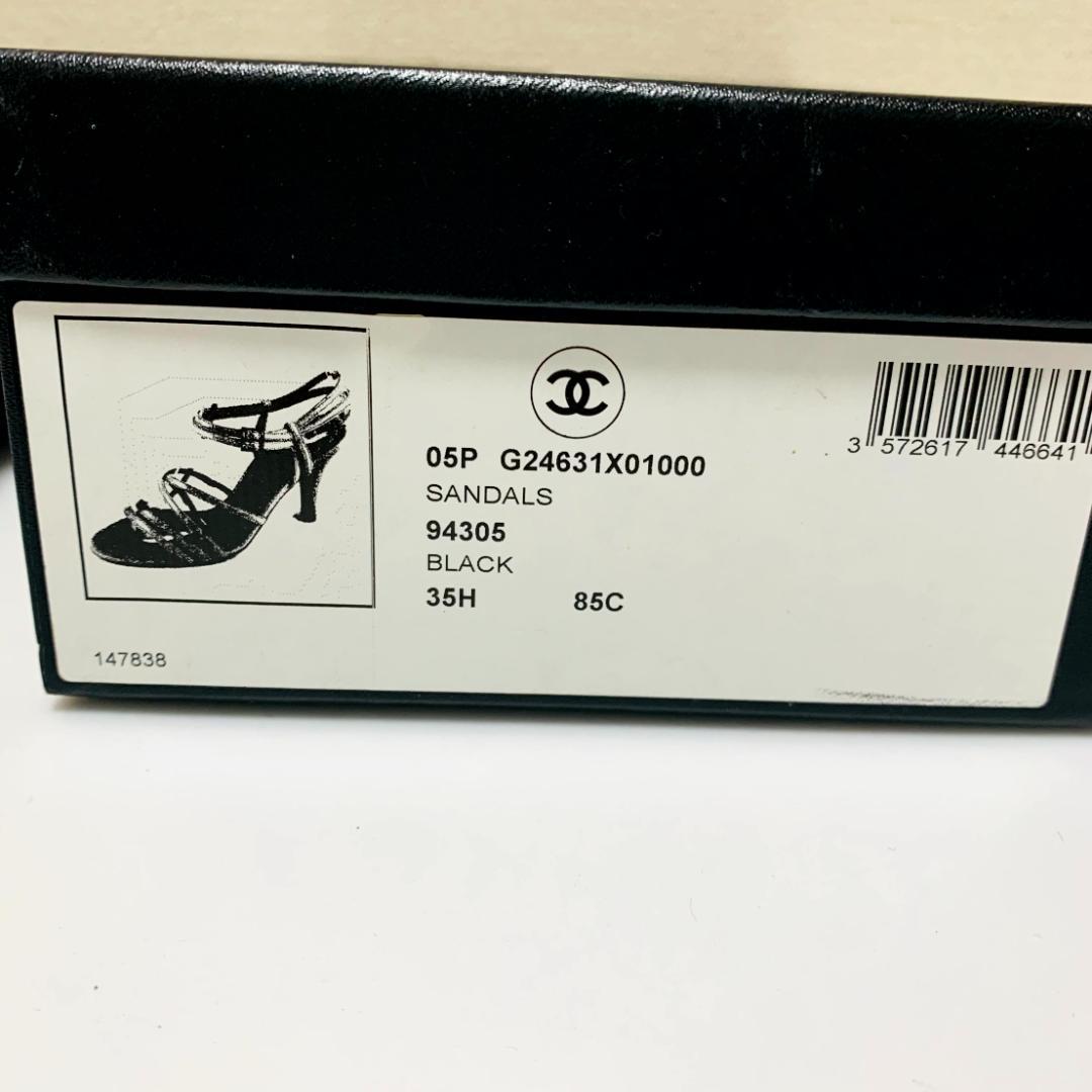 シャネル 黒 ストラップ　サンダル ヒール イタリア製　CHANEL