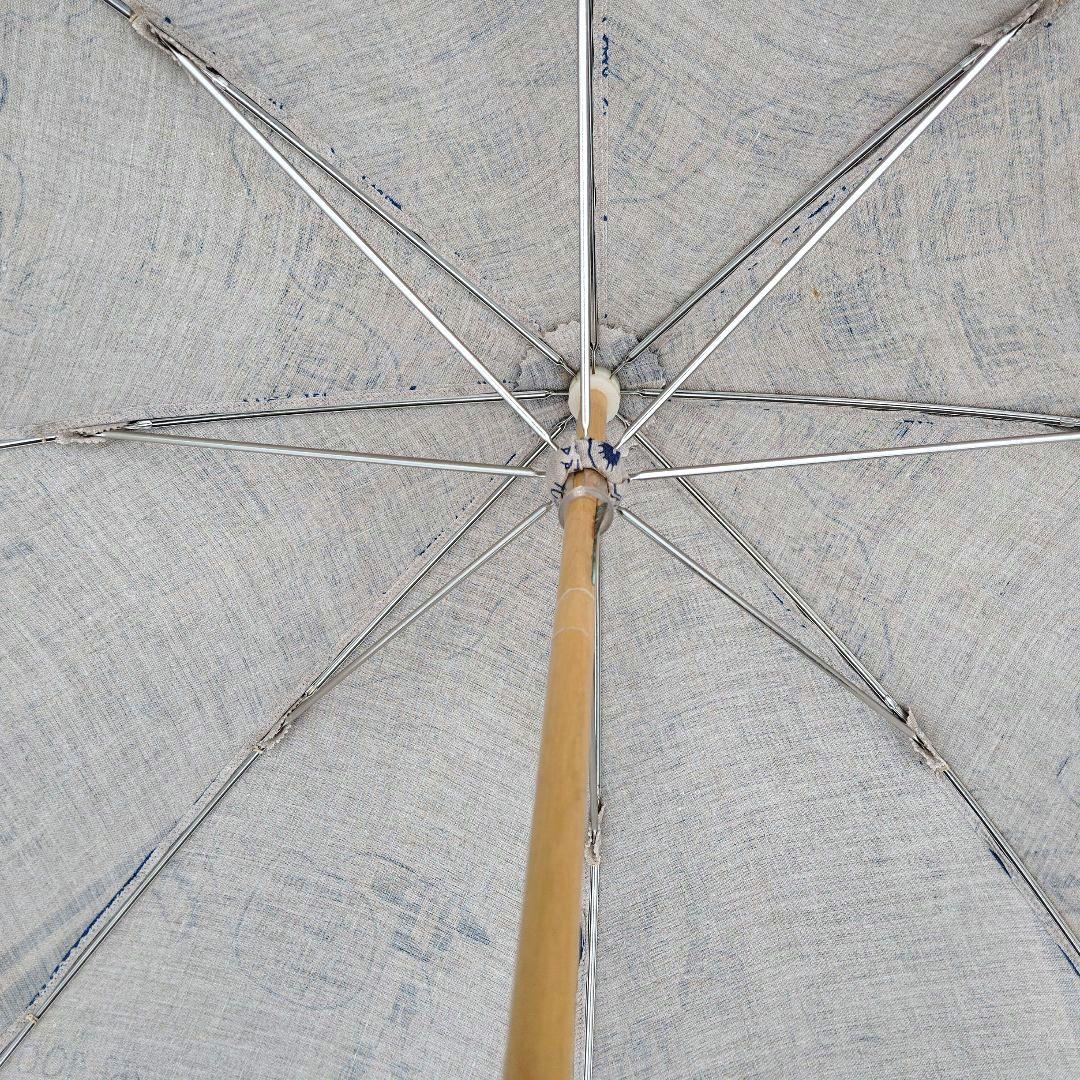 快晴堂　日傘　麻　プリント