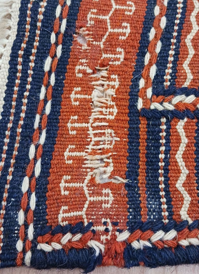 Y3239 イラン セムナン キリム 手織り ウール カーペット 大判