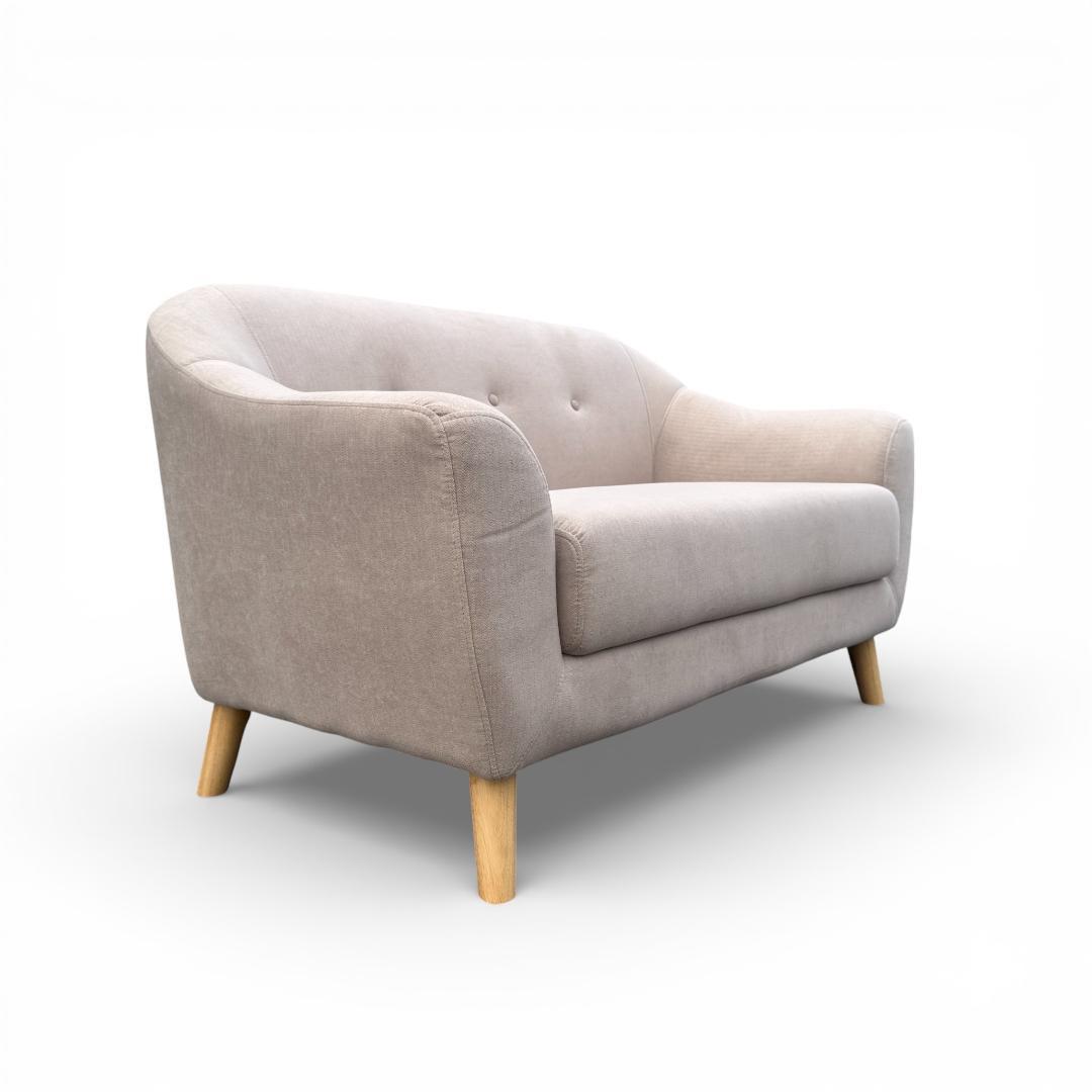 【新品】北欧風 2人掛け コンパクトソファ ベージュ 2WAY ローソファ可能