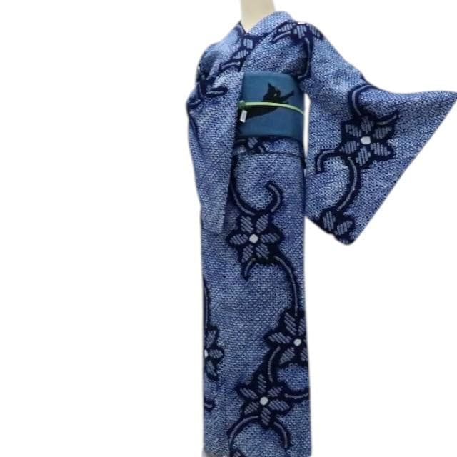 Y3362◆有松鳴海絞り 居敷当て付 高級浴衣 洗える夏着物