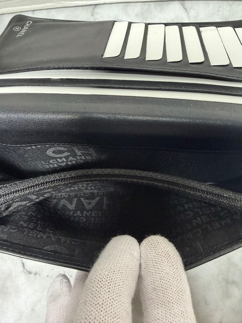 本日のみ値引【美品・シリアル一致】CHANEL 長財布 ラムスキン ブラック