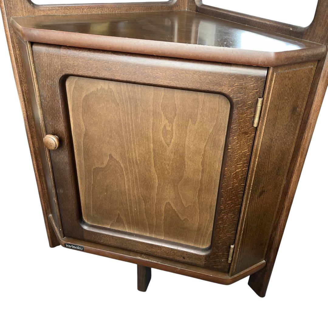 Karimoku カリモク 三角コーナータイプ 電話台 花台 収納棚 ビンテージ