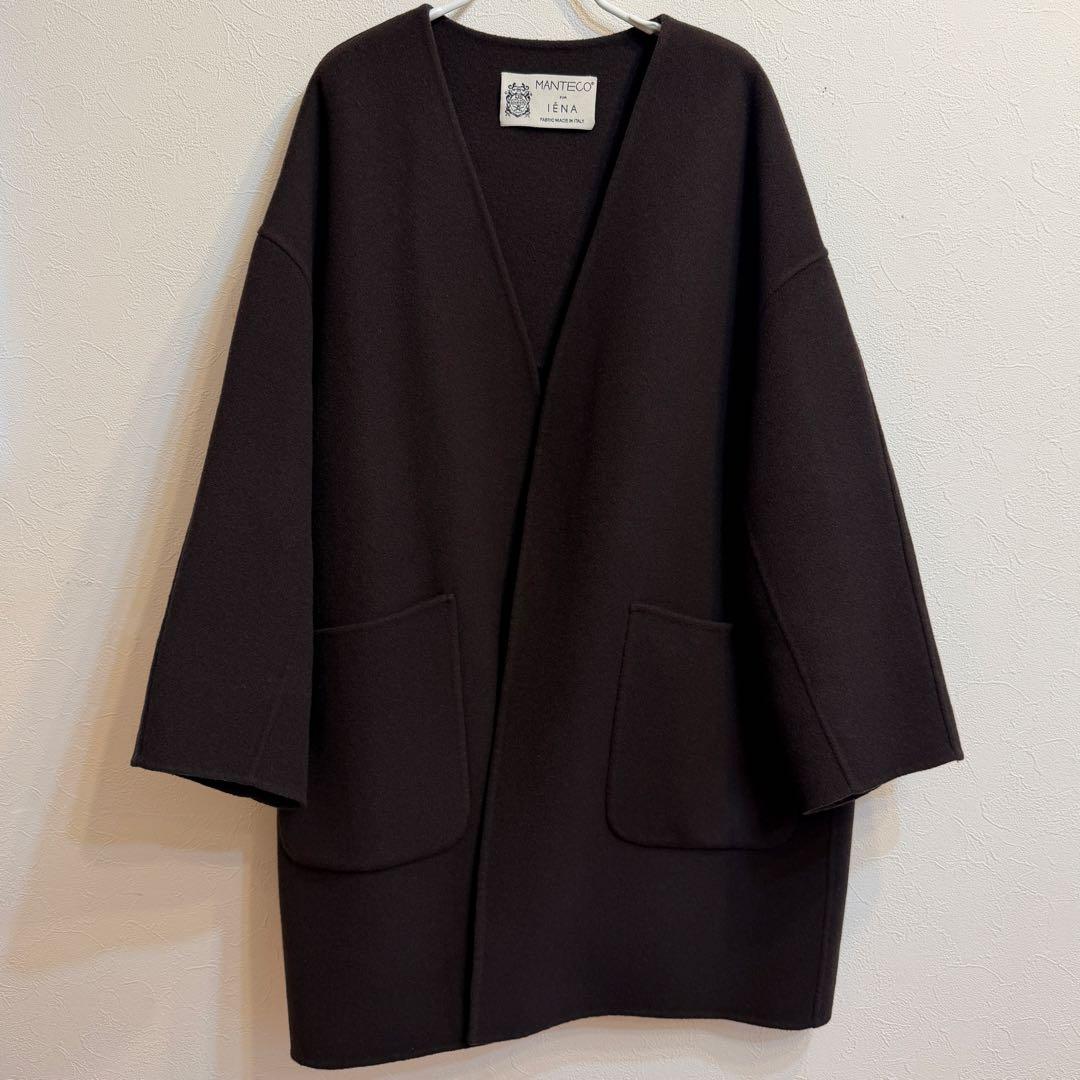 【極美品】IENA MANTECO PURE リバーハーフコート 36 ブラウン