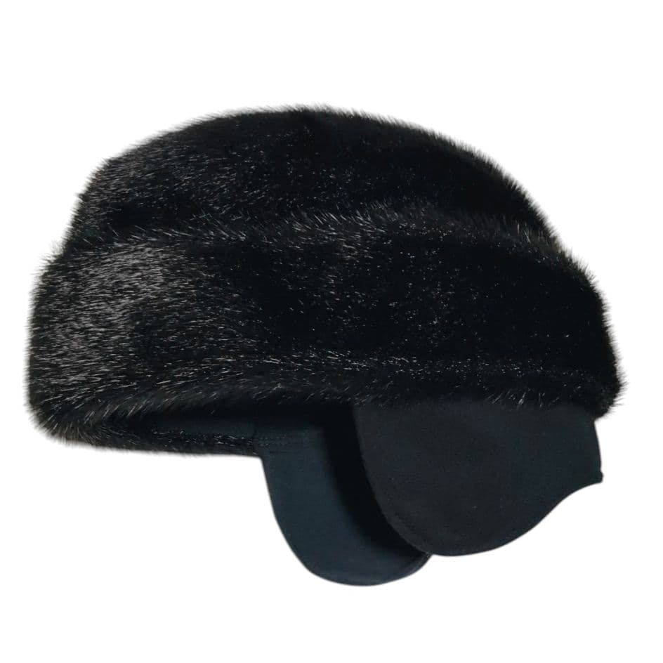 Wigens Seal本革 アザラシ毛皮 帽子 キャップ メンズ レディース 黒