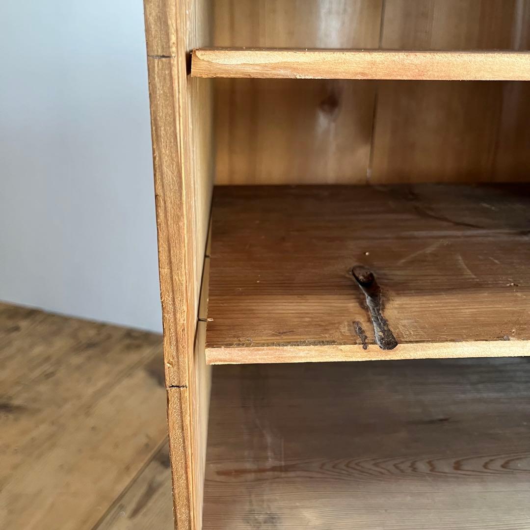 アンティーク 仕切り棚 チェスト 食器棚 書類棚 無垢材 無塗装 z849