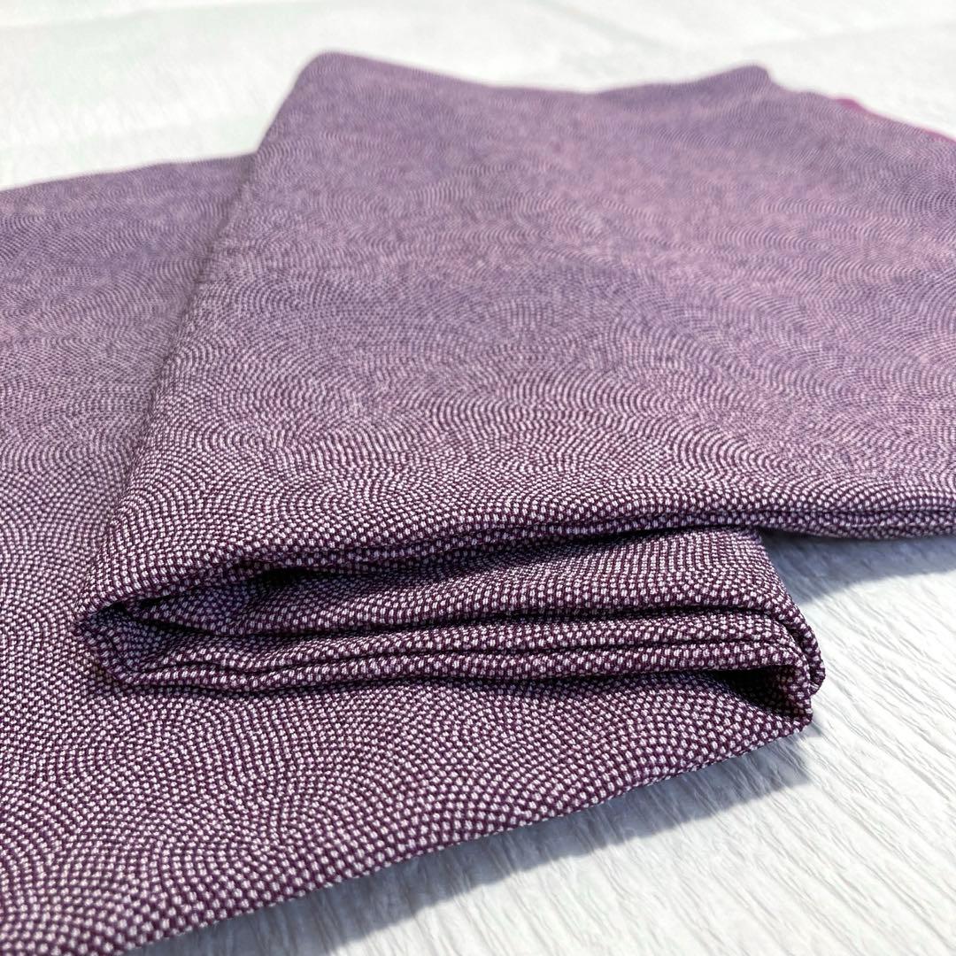 【良品✨】東レシルック　洗える着物　江戸小紋　三役　鮫小紋　古代紫色　袷　C4
