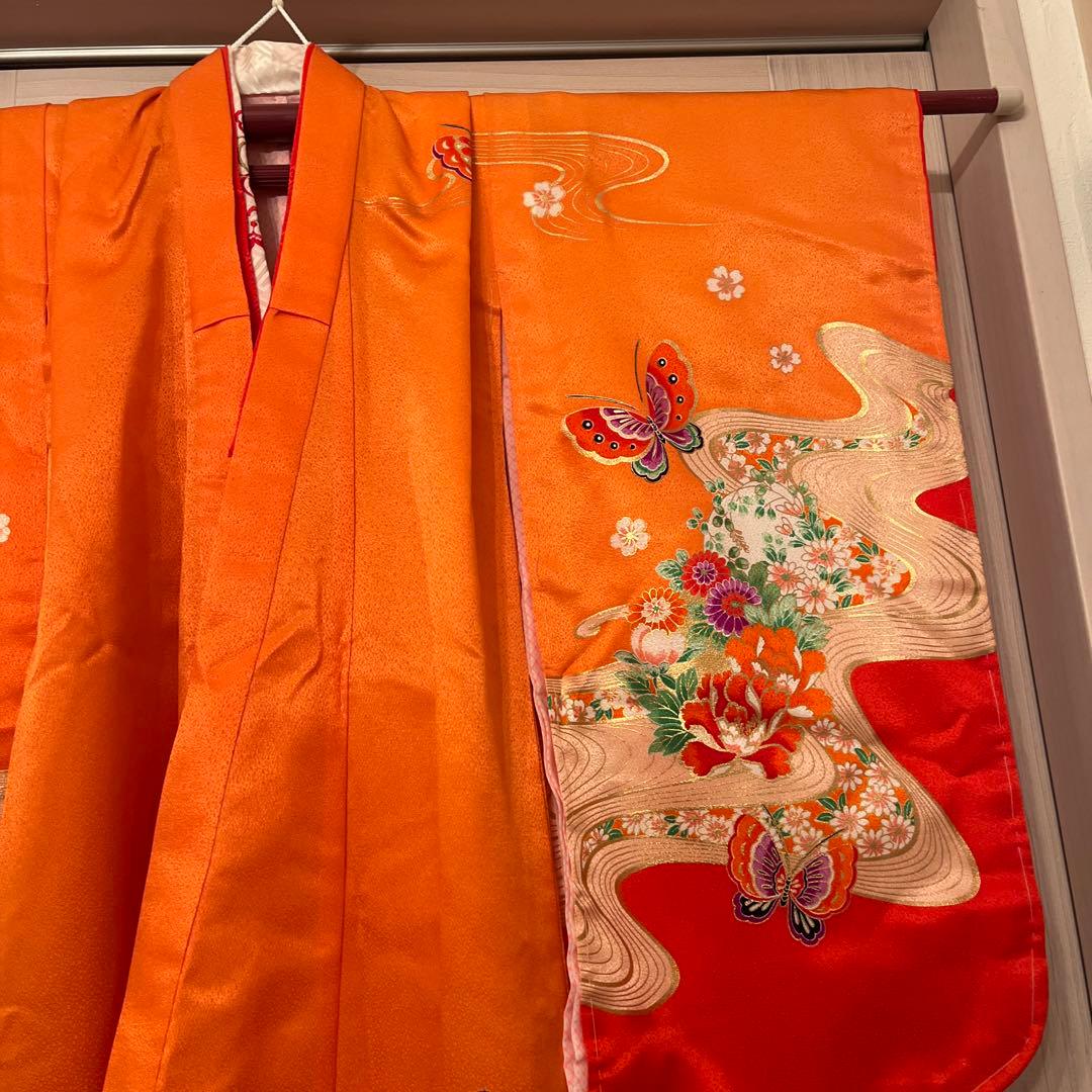 豪華　お宮参り 着物  長襦袢セット　女の子 日本製　花柄　蝶