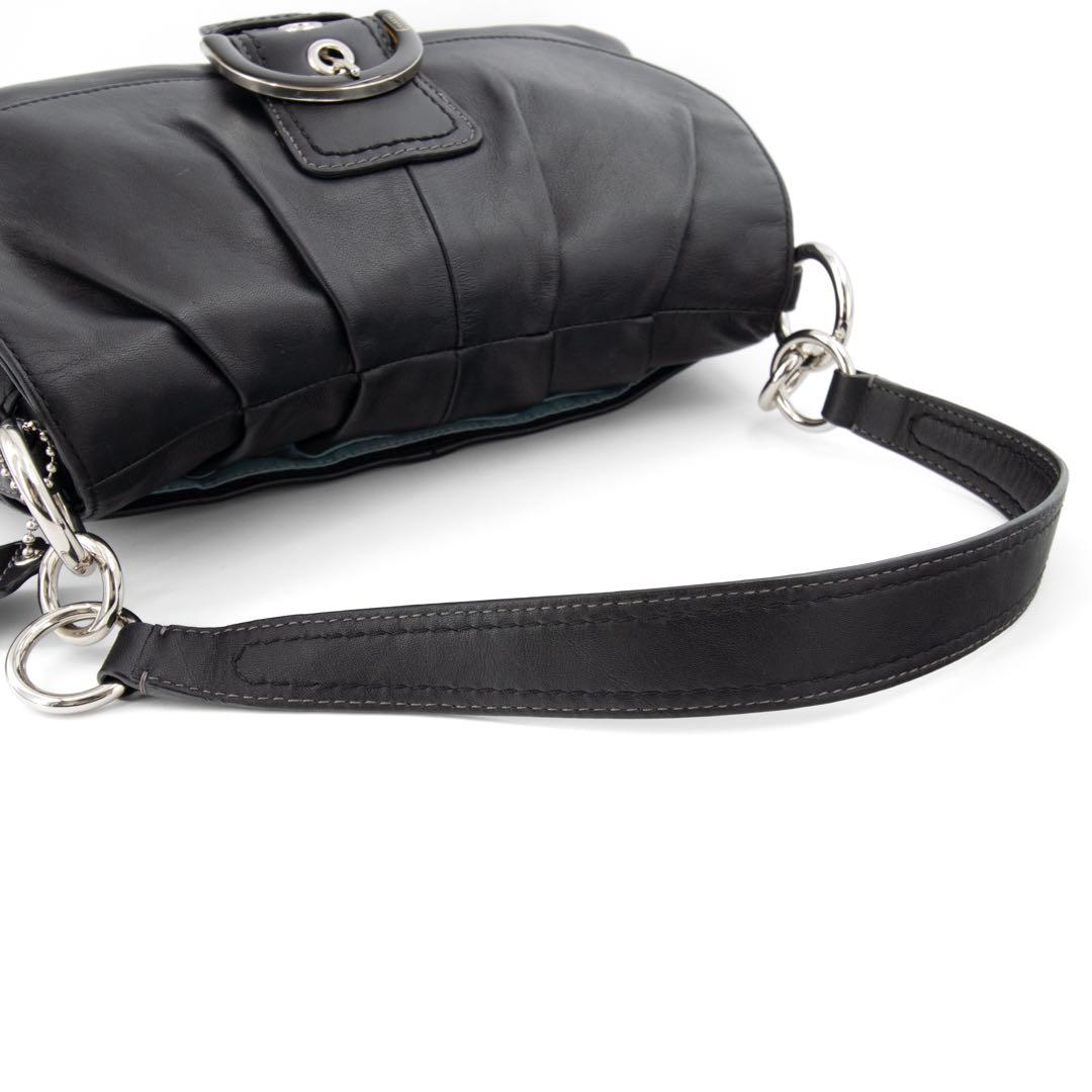 A096【COACH／コーチ】ソーホー　ワンショルダーバッグ　レザー　ブラック