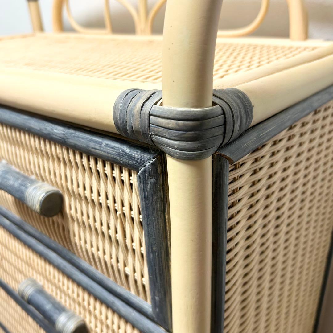 ラタン 5段チェスト 引き出し 収納 タンス 箪笥 電話台 ビンテージ