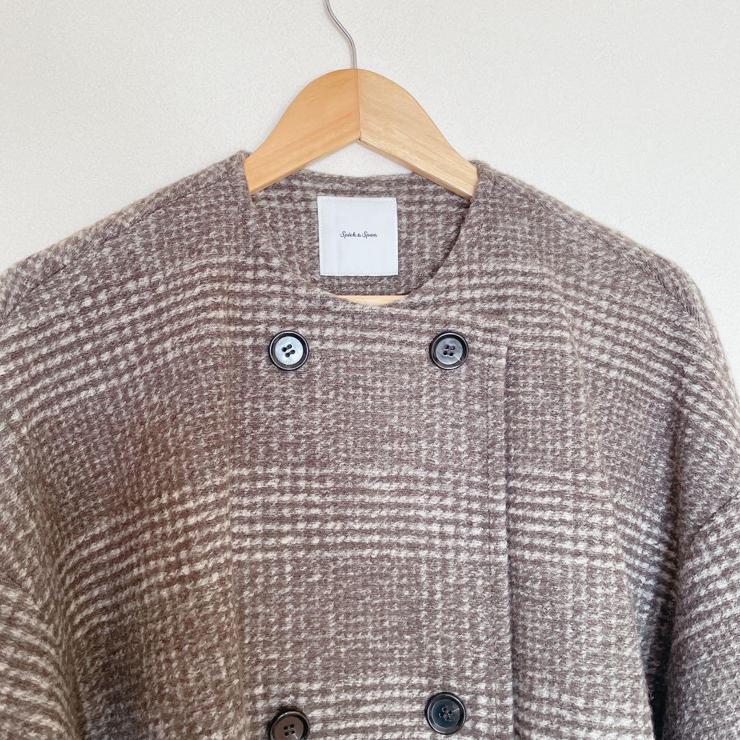 Spick&Span Wスライバーノーカラーポンチョコート 38