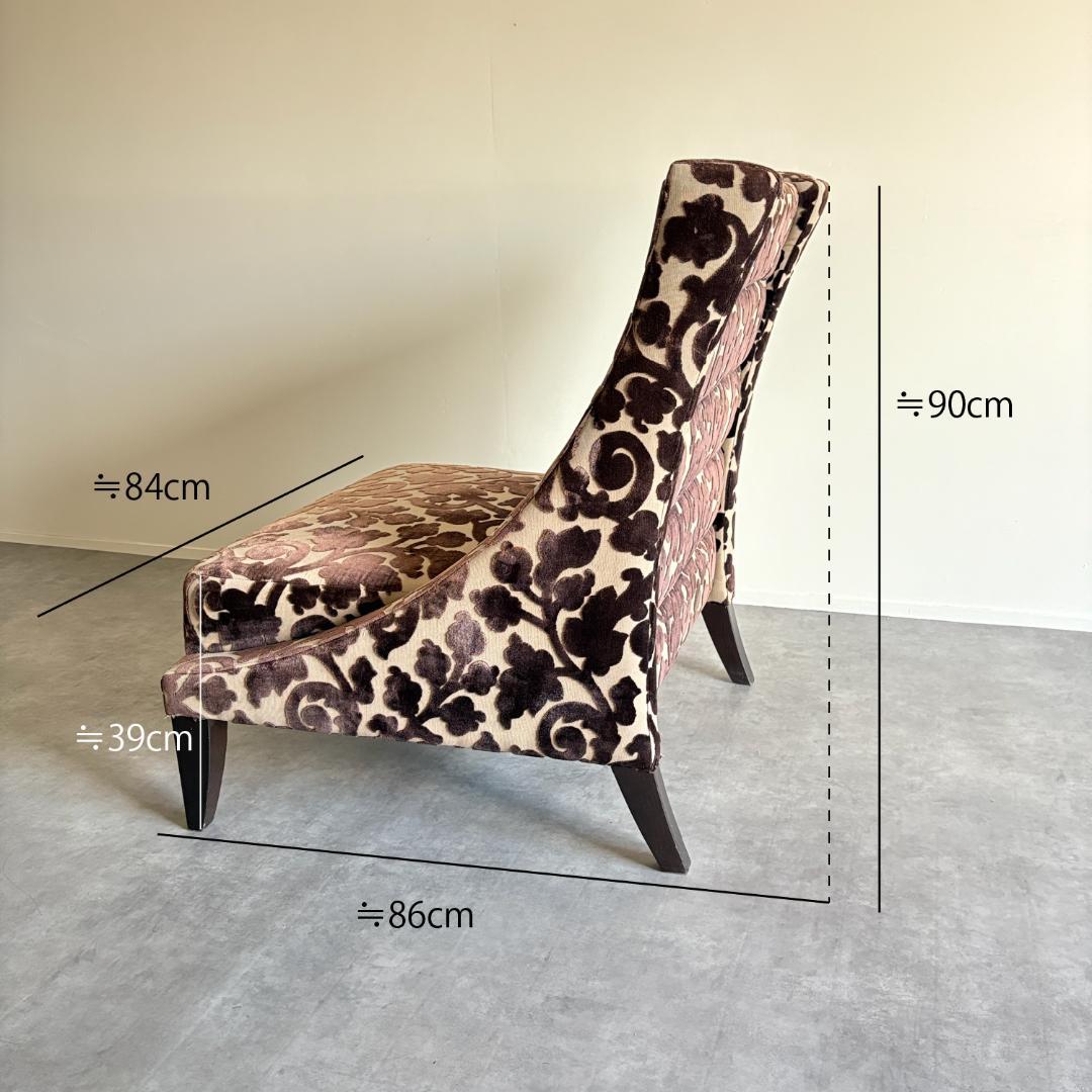 ヴィンテージ ハイバック ラウンジチェア ファブリック×総柄