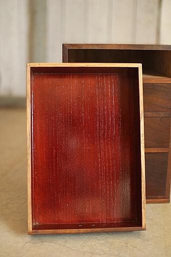 古い木製の小引き出し4段　書類棚　レターケース　古家具　古道具