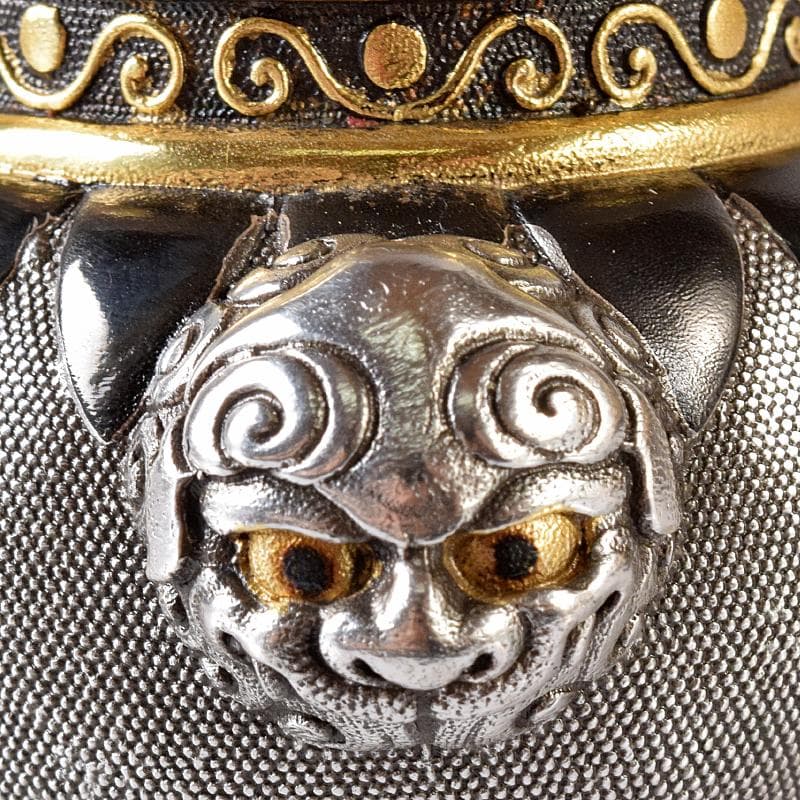 専用　高岡銅器　八代住　釘谷洞石作銀製獅子龍香炉約260g　共箱　L　R8429