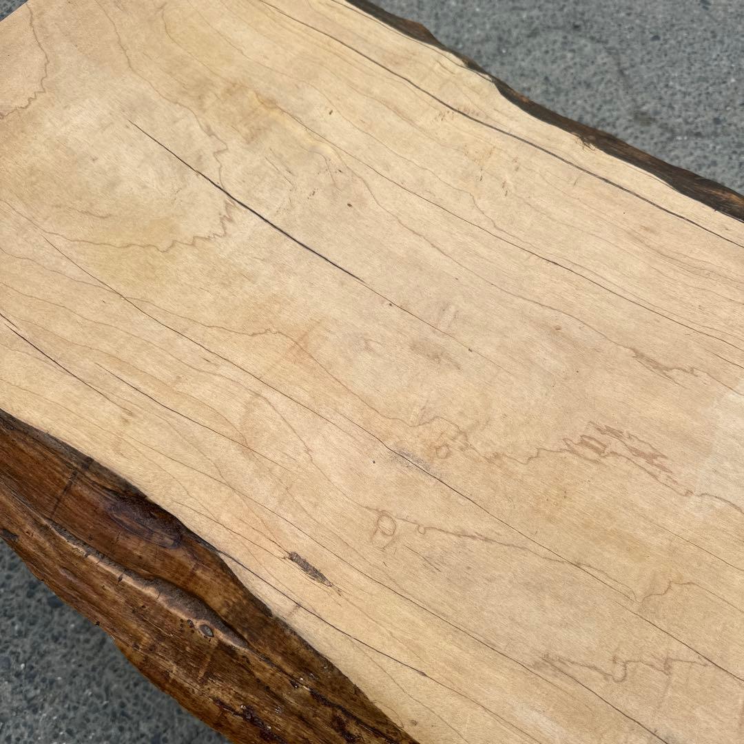 一枚板　テーブル　無垢　アイアン脚　ベンチ　ローテーブル　耳付き　座卓　山小屋