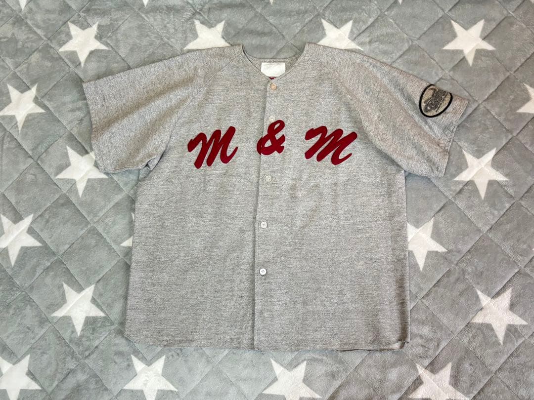 m&mエムアンドエム★鬼レア★1990年代 初期★ベースボールシャツ灰×赤L