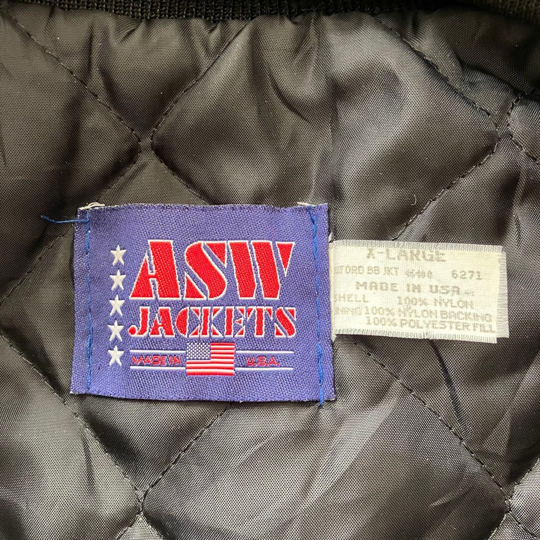 極美品 USA製 ASW オールブラック 中綿ナイロンジャケット 黒 XL