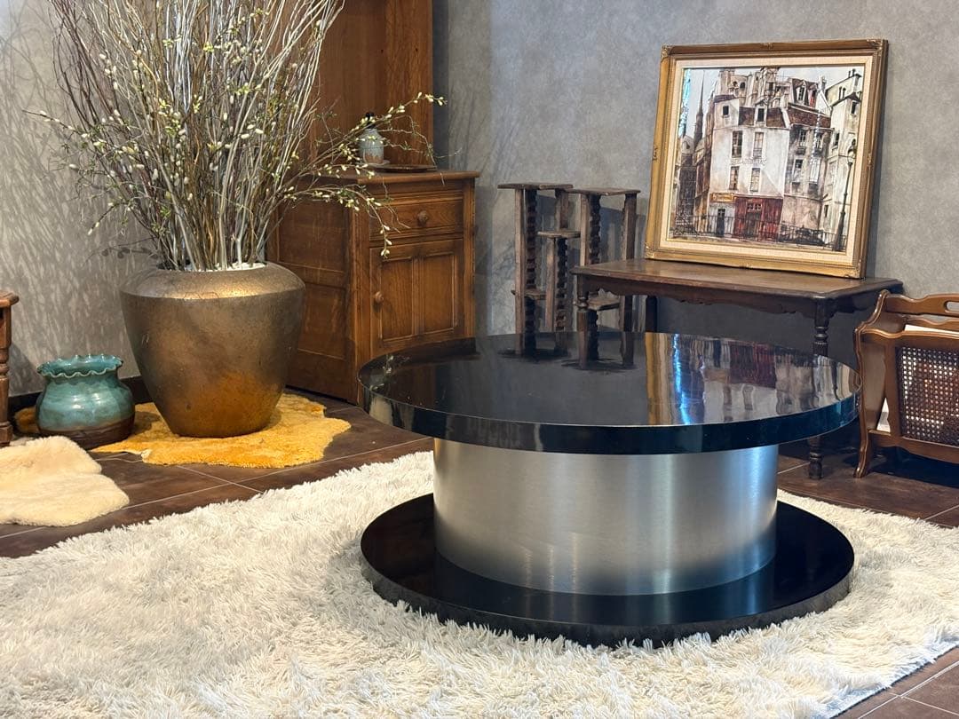 ラウンドテーブル センターテーブル 円卓 ブラック モダンデコ nZ