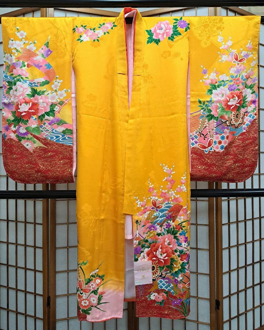 【正絹】七五三 ７歳　四ツ身　長襦袢・重ね襟付き★新品未使用★匿名配送★