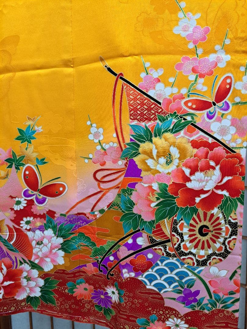 【正絹】七五三 ７歳　四ツ身　長襦袢・重ね襟付き★新品未使用★匿名配送★