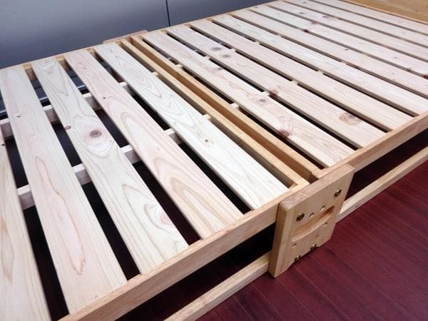 ①中居木工 折りたたみひのきスノコベッド ロータイプ シングル