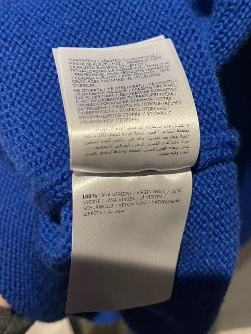 モンクレール モックネック ニット ロゴ 青 XL セーター MAGLIONE