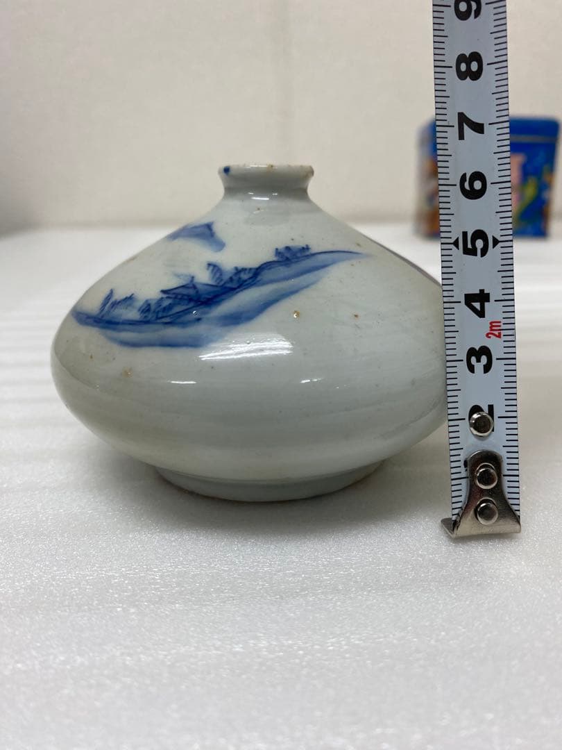 3-3250 骨董　油壺磁器　古平戸染付山水図油壺