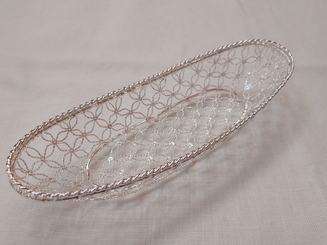 【サボテン】銀座和光 WAKO 網目模様銀仕上げおしぼりトレイ 5個セット