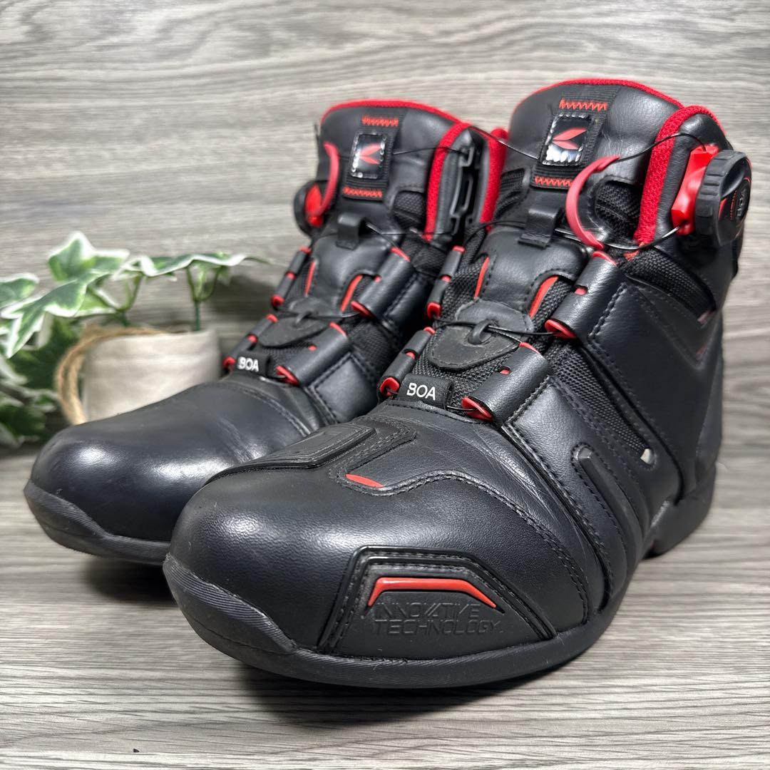 美品　RSタイチ　DRYMASTER バイクブーツ　ボア　防水　赤黒　25.5㎝