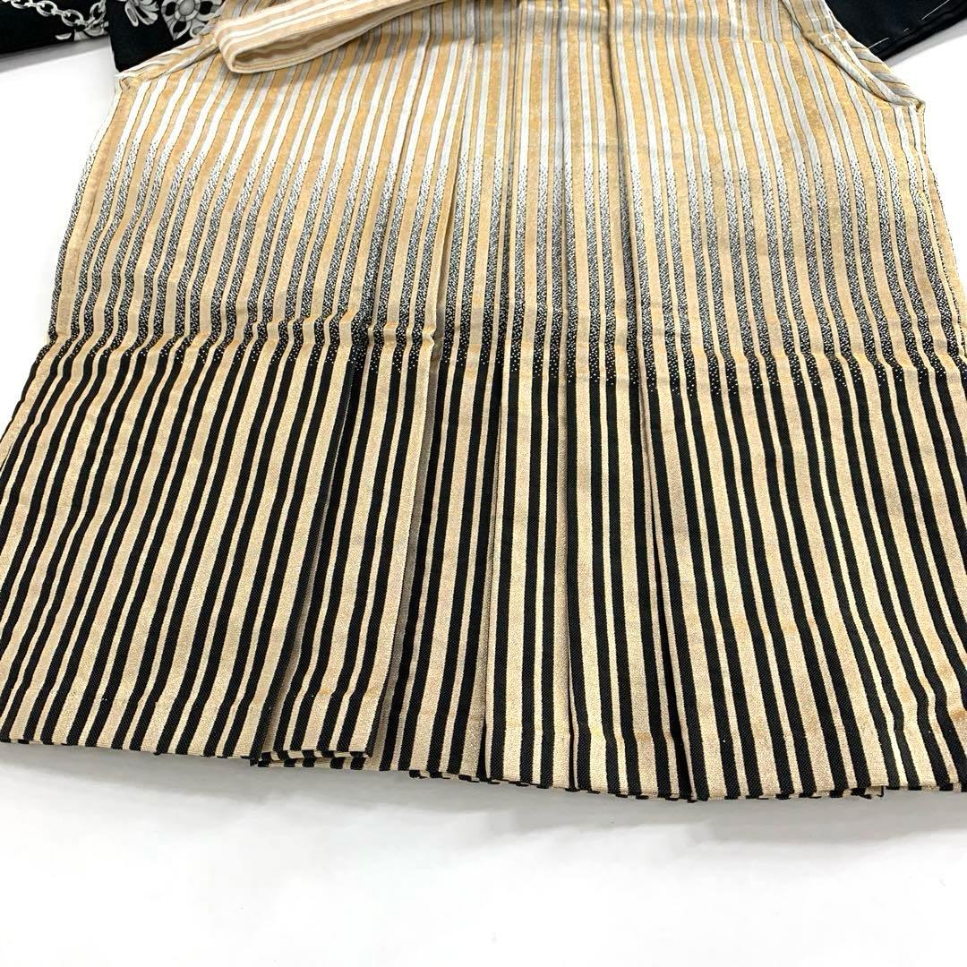 七五三 男の子 袴セット10点セット 3歳 記念 和装 黒×ゴールド