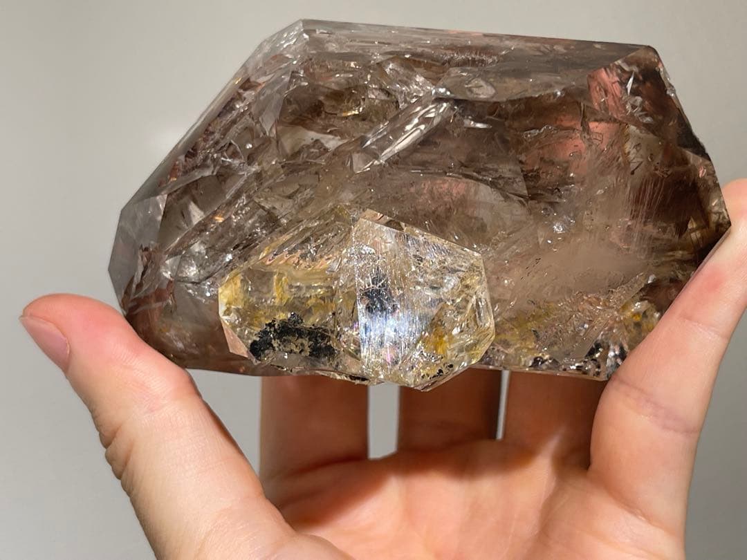 【博物館級】巨大　ハーキマーダイヤモンド 二連晶　鉱物　鉱物標本　天然石　原石