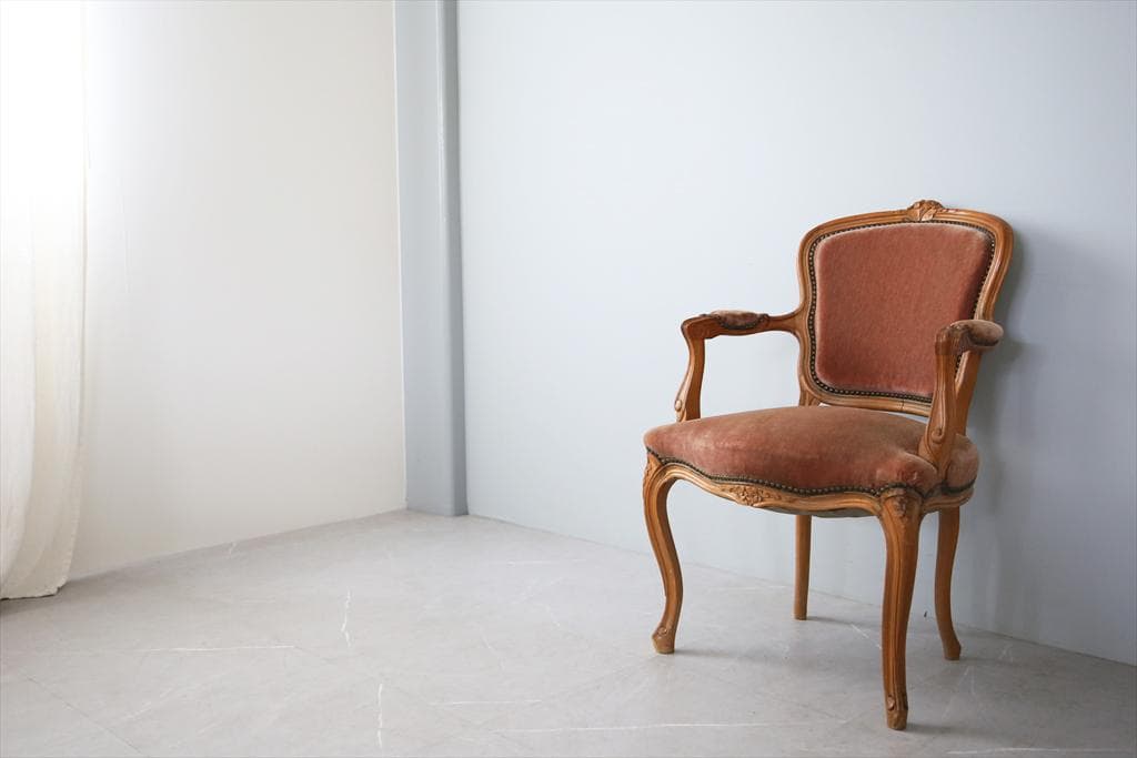フランスアンティーク猫脚サロンチェア/肘掛けイス/アームソファ(89-132-1