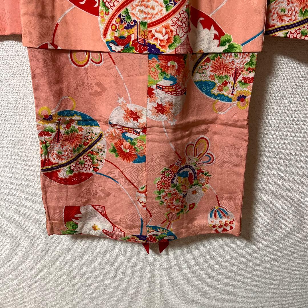 七五三　3歳　アンティーク　着物　ピンク　被布　正絹
