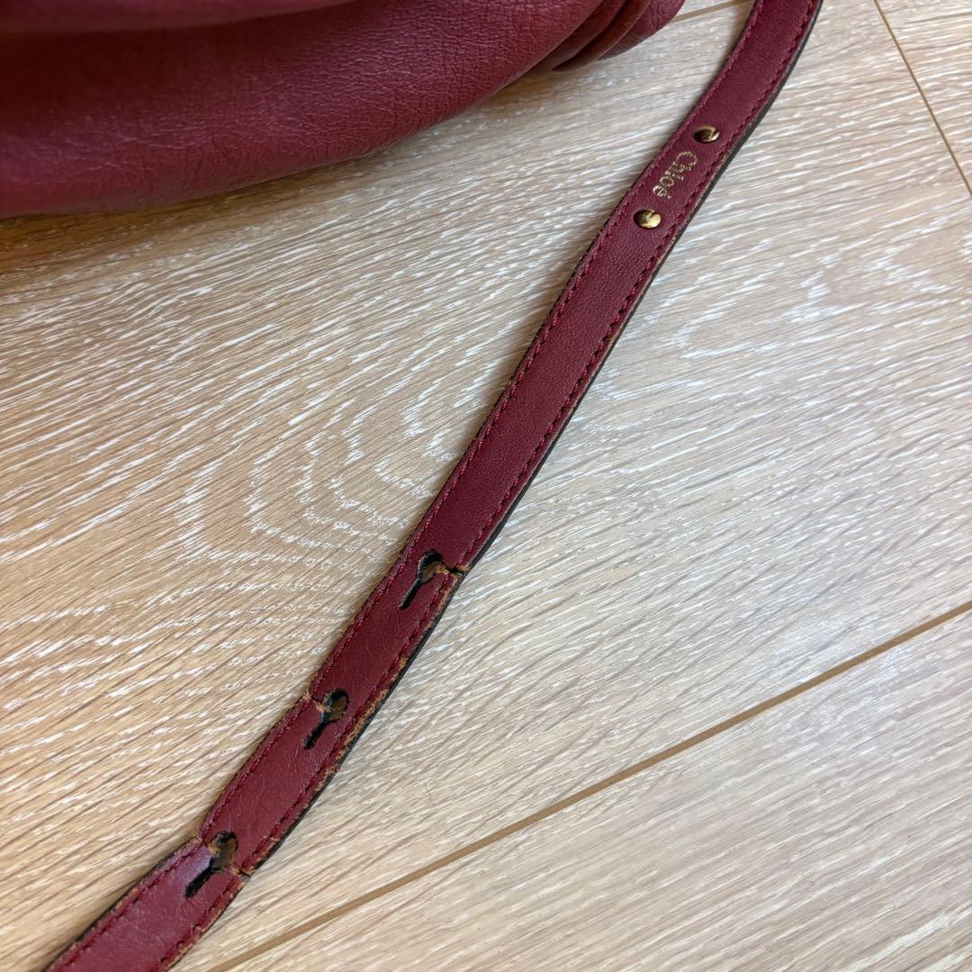 Chloe エテル ハンドバッグ レザー 赤 ボルドー ショルダー 容量大きめ
