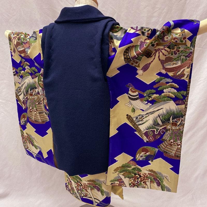 M◎506ab85◎七五三 三歳 男の子 セミアンティーク着物&被布