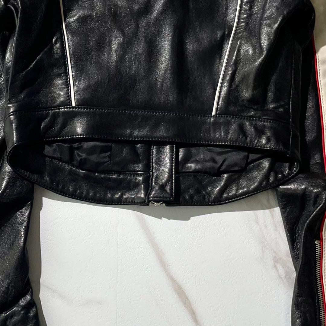 未使用　定価22万　ディーゼル Dロゴ　ライダース　レザージャケット レッド