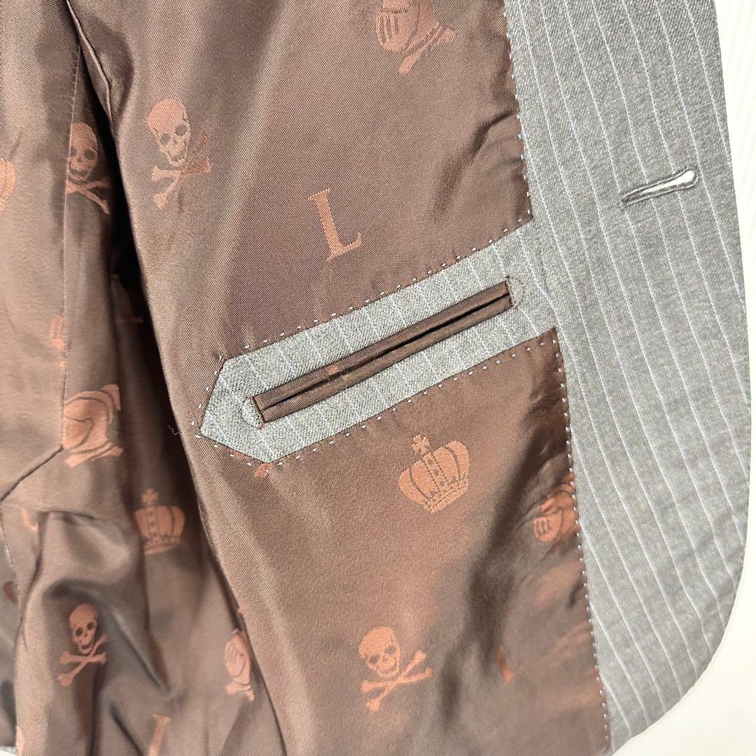 ラブレス LOVELESS スーツ ストライプ グレー 50 日本製 羊毛