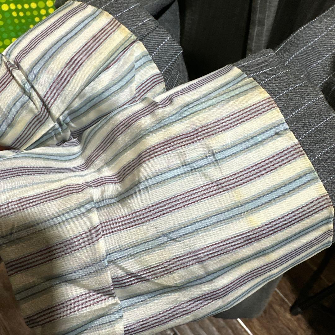 ラブレス LOVELESS スーツ ストライプ グレー 50 日本製 羊毛