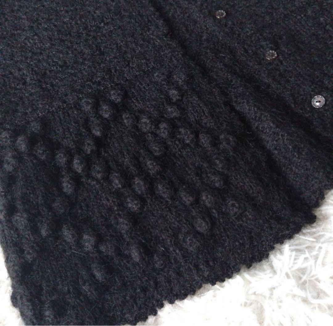 美品　PINK HOUSE モヘア混　花モチーフ 長袖カーディガン