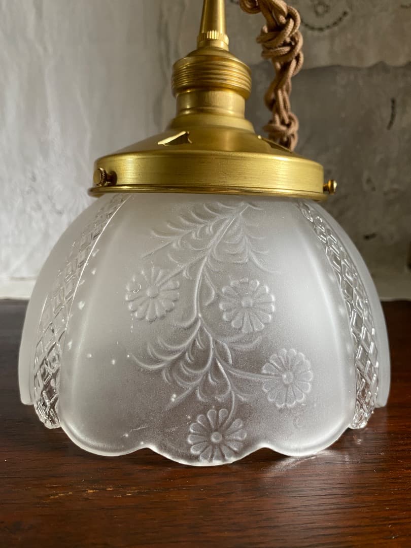 American retroヴィンテージ フロストガラスシェードペンダント照明