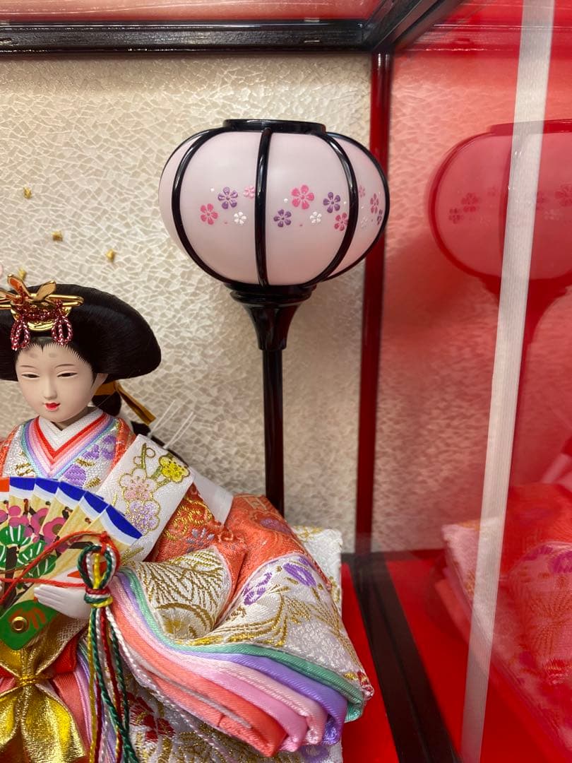 東京久月　雛人形アクリルケース入り親王飾り・間口約４１×奥行約２５×高さ約２８㎝