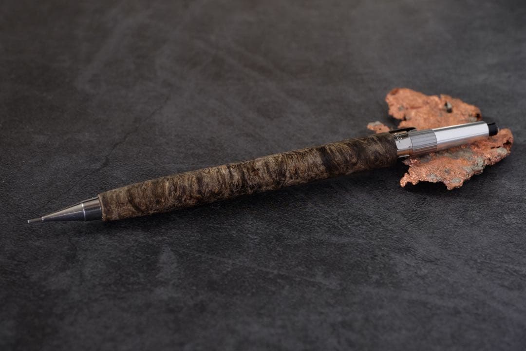 PG5木軸カスタム0217　高村杢工房 製図用シャープペンシル　花梨瘤　至高の黒