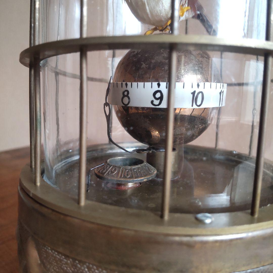 【稼動品】鳥かご時計 鳥籠時計 置時計 ゼンマイ式 アンティーク 美品