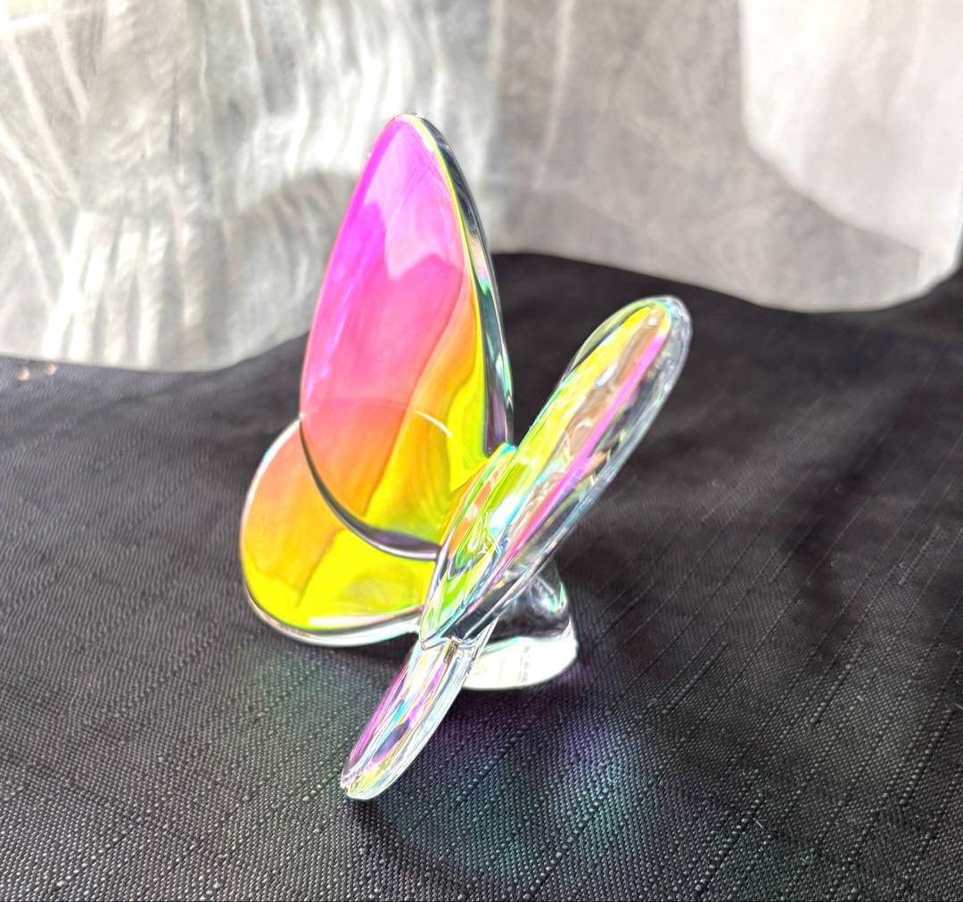 Baccarat 蝶のクリスタル置物 虹色